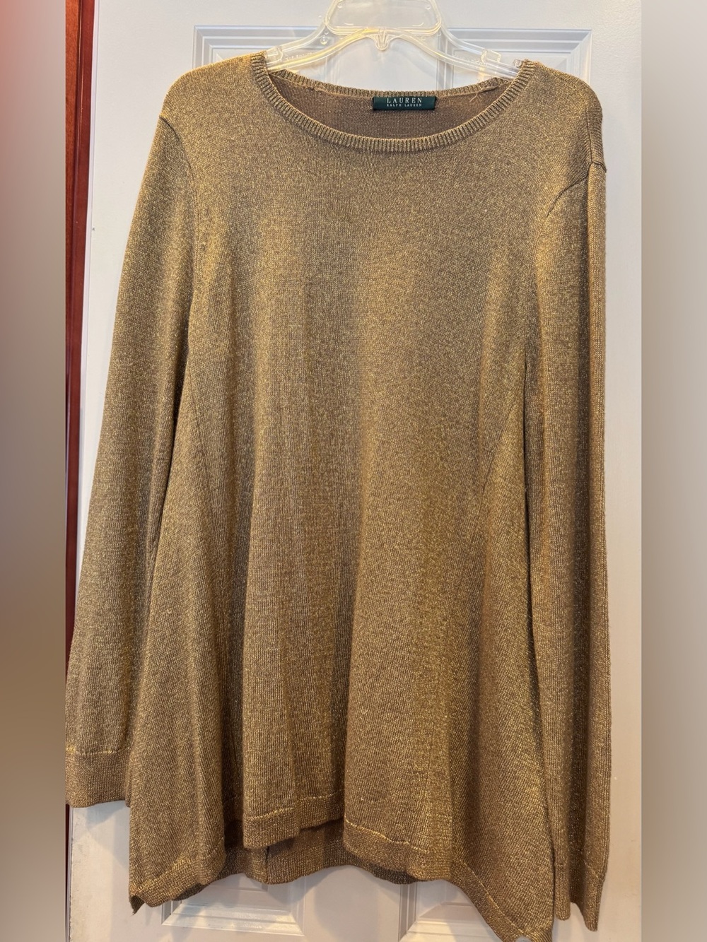 Lauren Ralph Lauren Metallic Gold Long-Sleeve Knit Sweater